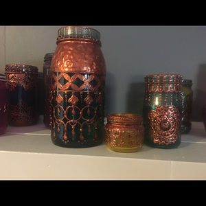 Sold Hand painted up cycled candle holders